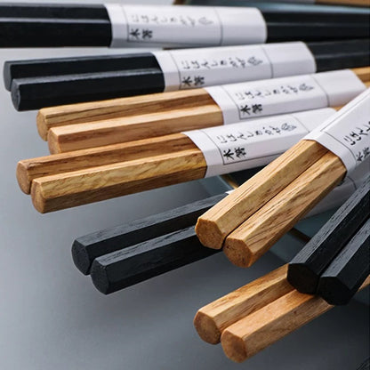 Hexagon Chestnut Wood Chopstick (10 Pcs/Set) /Min Order 10 Set