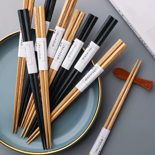 Hexagon Chestnut Wood Chopstick (10 Pcs/Set) /Min Order 10 Set