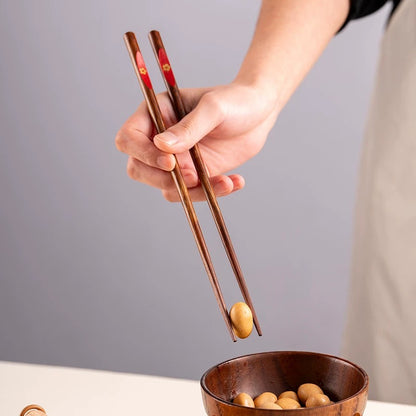Cherry Blossom Wenge Wood Chopsticks with Vibrant Floral Accents (5 Pcs/Set) /Min Order 10 Set (Copy)