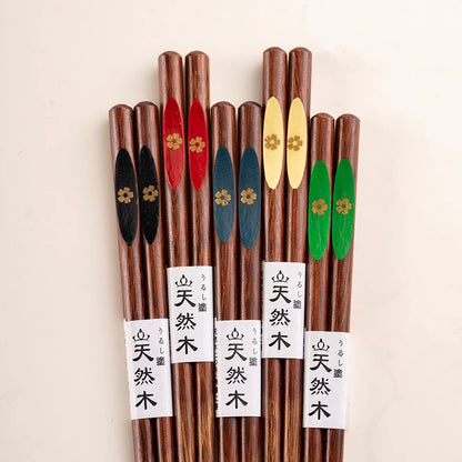 Cherry Blossom Wenge Wood Chopsticks with Vibrant Floral Accents (5 Pcs/Set) /Min Order 10 Set (Copy)