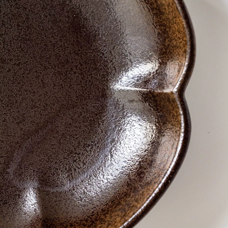 Rustic Floral Ceramic Plate – Timeless Warmth and Elegance(Min. Order 12 pcs)